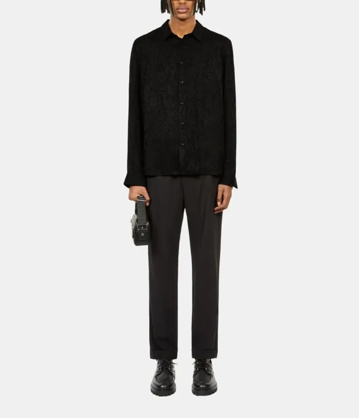 Men Black Snakeskin Jacquard Shirt THE KOOPLES Shirts