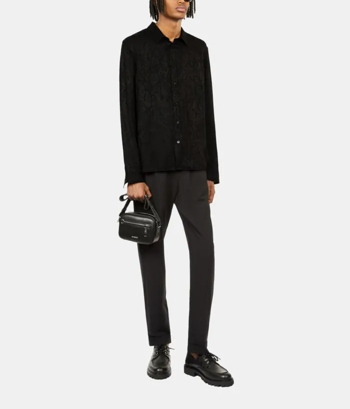 Men Black Snakeskin Jacquard Shirt THE KOOPLES Shirts