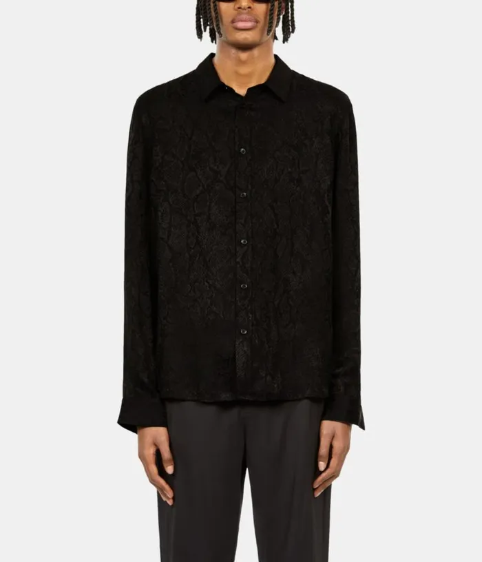 Men Black Snakeskin Jacquard Shirt THE KOOPLES Shirts