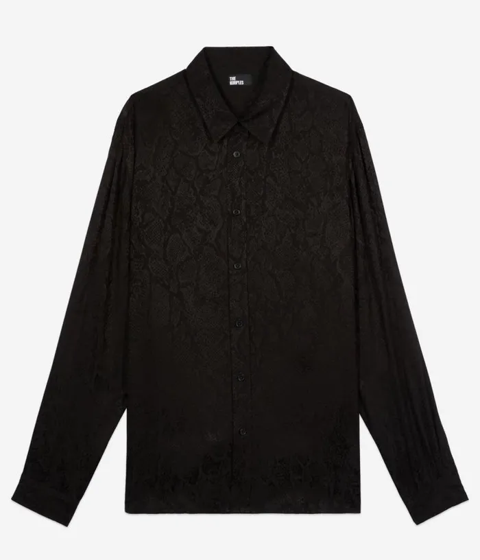 Men Black Snakeskin Jacquard Shirt THE KOOPLES Shirts