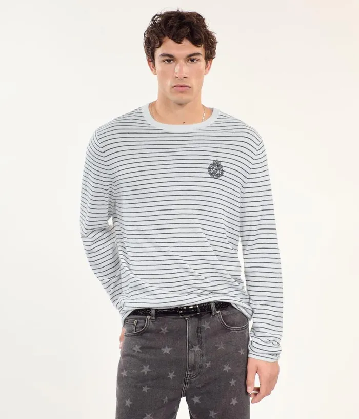 Men Blazon Striped Wool And Cashmere Sweater THE KOOPLES Sweaters