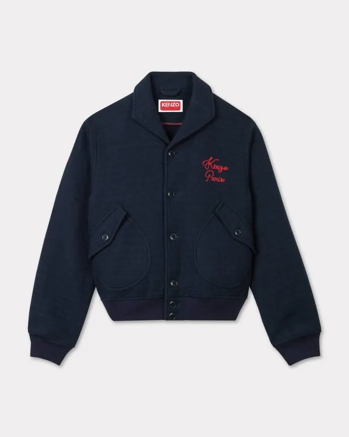 Men Blouson In Wool Blue Black Kenzo Jackets And Coats