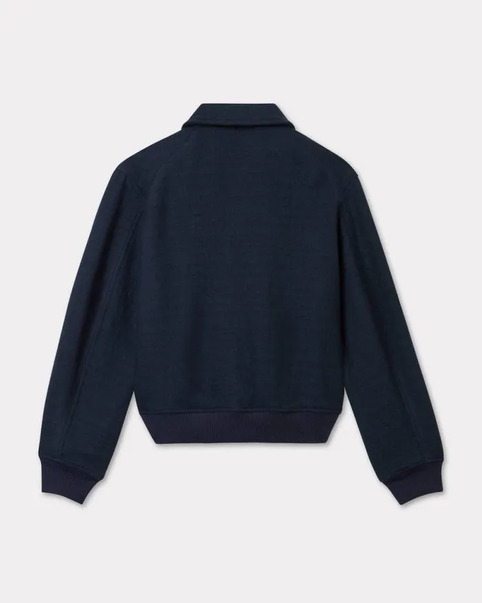 Men Blouson In Wool Blue Black Kenzo Jackets And Coats