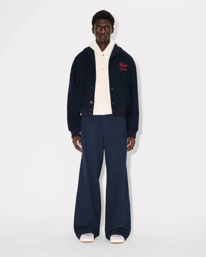 Men Blouson In Wool Blue Black Kenzo Jackets And Coats