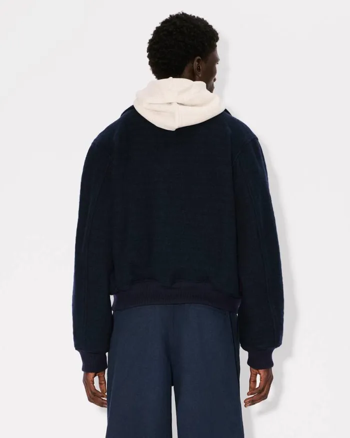 Men Blouson In Wool Blue Black Kenzo Jackets And Coats