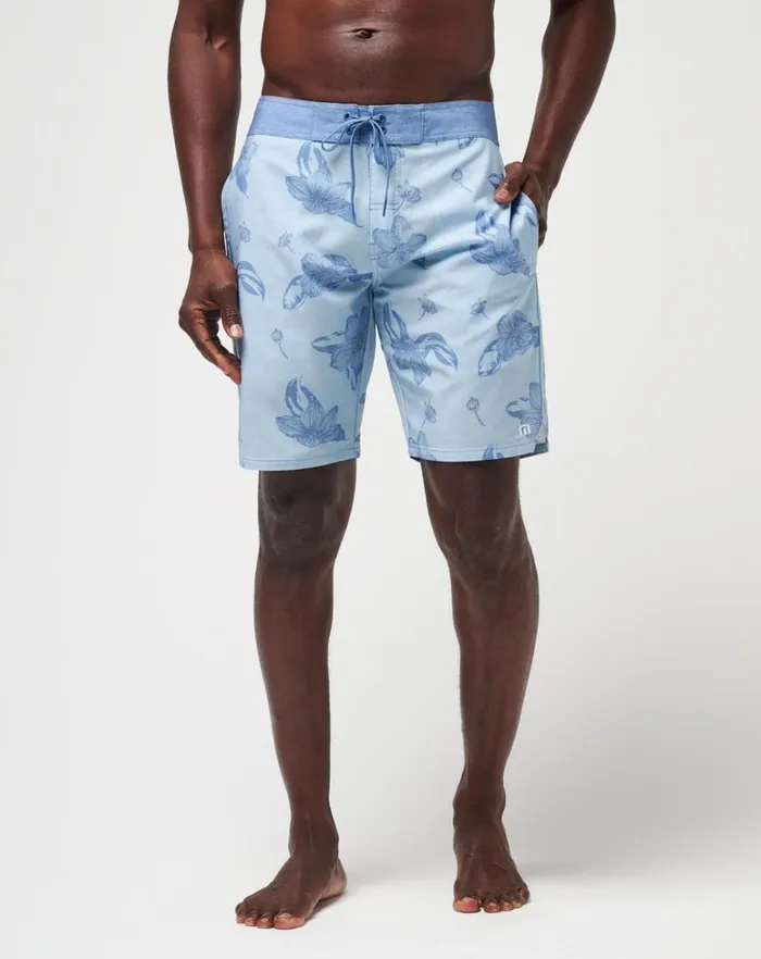 Men Boardshorts TravisMathew LULL IN THE ACTION BOARDSHORT Heather Dream Blue