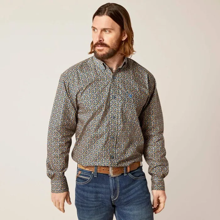 Men Button Down Shirts Ariat Garner Classic Fit Shirt Moonlit Ocean