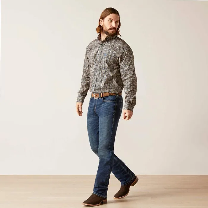 Men Button Down Shirts Ariat Garner Classic Fit Shirt Moonlit Ocean