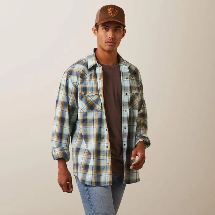 Men Button Down Shirts Ariat Habney Retro Fit Shirt Aquatic