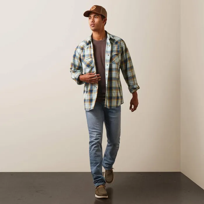 Men Button Down Shirts Ariat Habney Retro Fit Shirt Aquatic Men Button Down Shirts Ariat Habney Retro Fit Shirt Aquatic