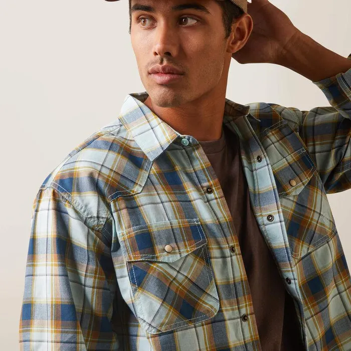 Men Button Down Shirts Ariat Habney Retro Fit Shirt Aquatic Men Button Down Shirts Ariat Habney Retro Fit Shirt Aquatic