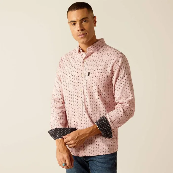 Men Button Down Shirts Ariat Marshall Stretch Modern Fit Shirt Rose