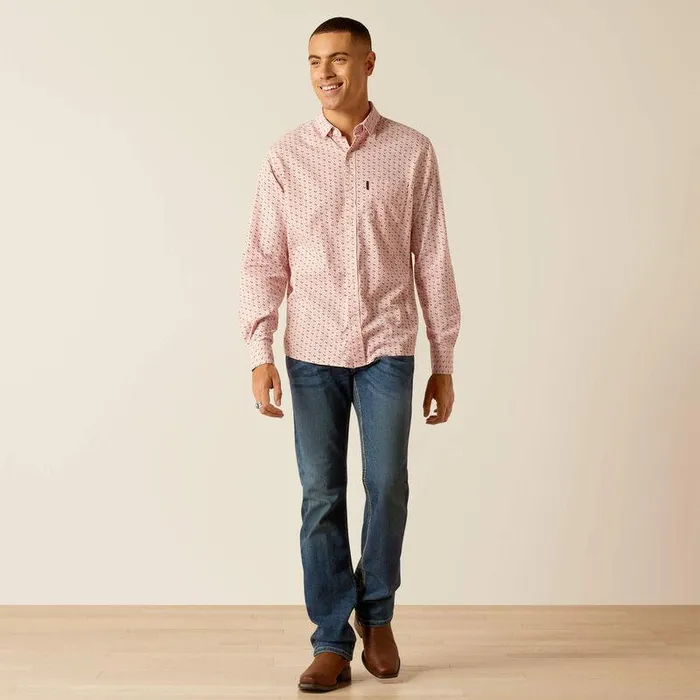 Men Button Down Shirts Ariat Marshall Stretch Modern Fit Shirt Rose