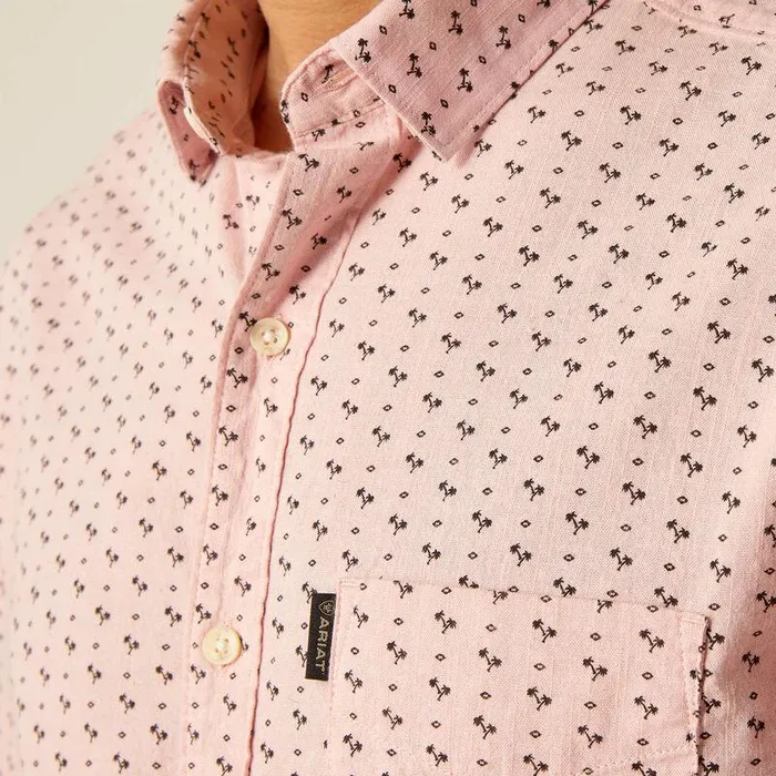 Men Button Down Shirts Ariat Marshall Stretch Modern Fit Shirt Rose