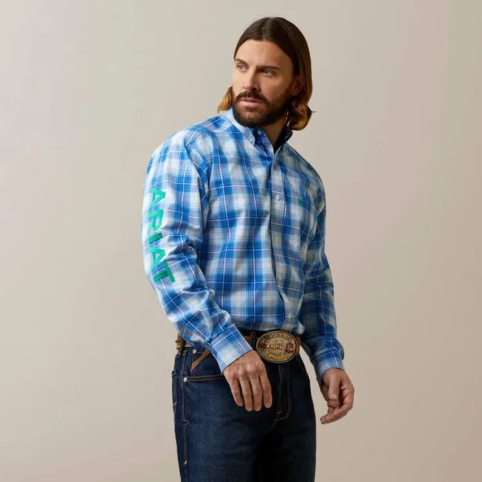 Men Button Down Shirts Ariat Pro Series Team Daxton Classic Fit Shirt Blue