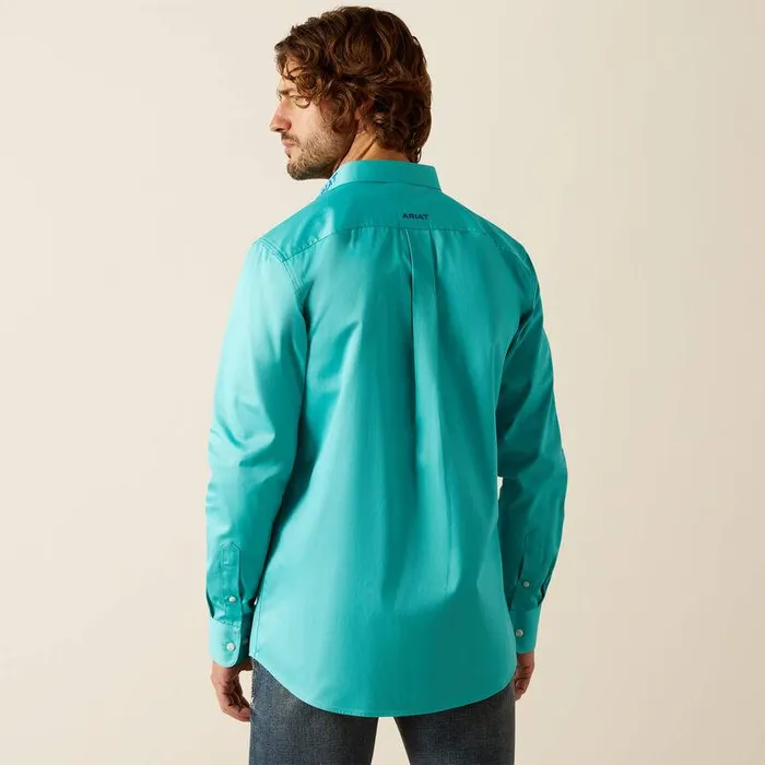 Men Button Down Shirts Ariat Team Logo Twill Classic Fit Shirt Turquoiseblue
