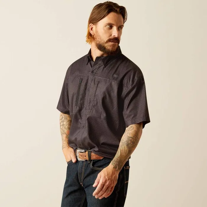 Men Button Down Shirts Ariat VentTEK Classic Fit Shirt Black Print