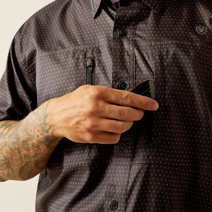 Men Button Down Shirts Ariat VentTEK Classic Fit Shirt Black Print