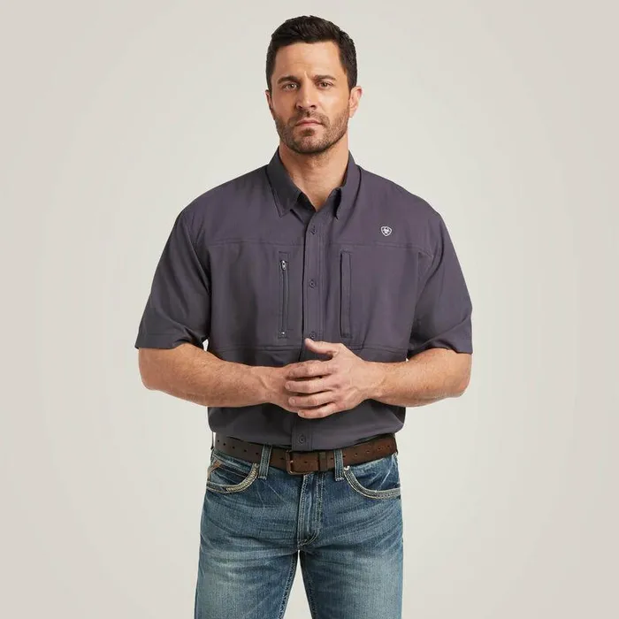 Men Button Down Shirts Ariat VentTEK Classic Fit Shirt Charcoal