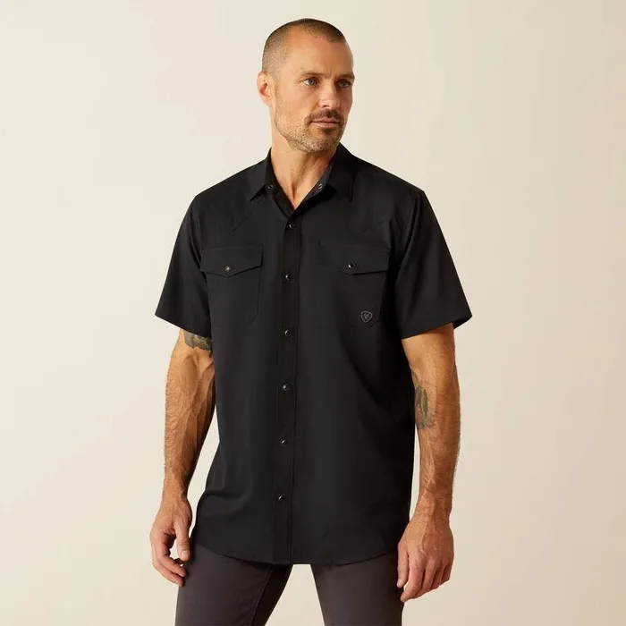 Men Button Down Shirts Ariat VentTEK Western Fitted Shirt Black