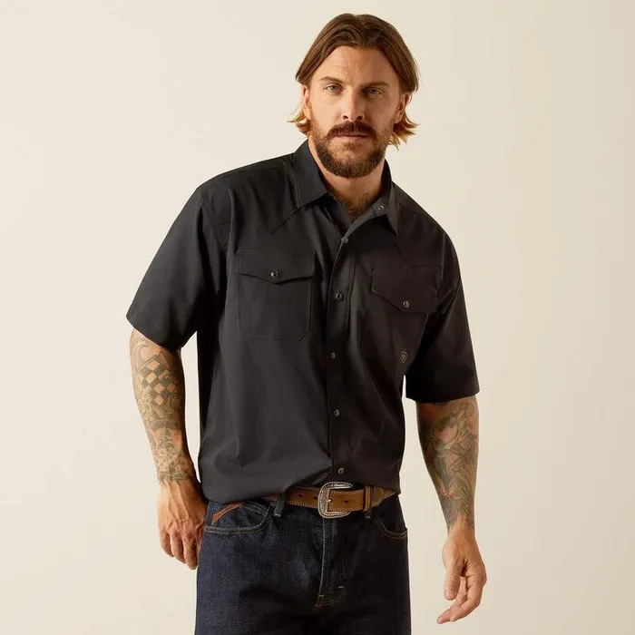Men Button Down Shirts Ariat Western VentTEK Classic Fit Shirt Black