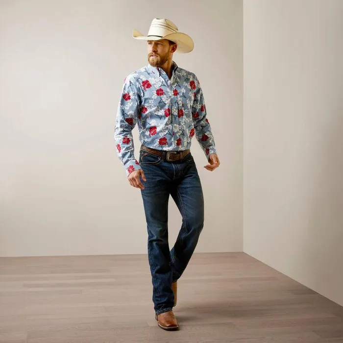 Men Button Down Shirts Ariat Wrinkle Resist Red White And Blue Pareau Western Aloha Stretch Classic Fit Shirt Chambray Blue Men Button Down Shirts Ariat Wrinkle Resist Red White And Blue Pareau Western Aloha Stretch Classic Fit Shirt Chambray Blue