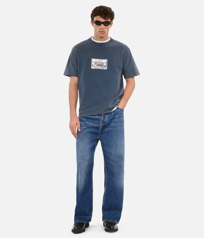 Men Carbon Blue Screen Printed Tshirt THE KOOPLES Tshirts