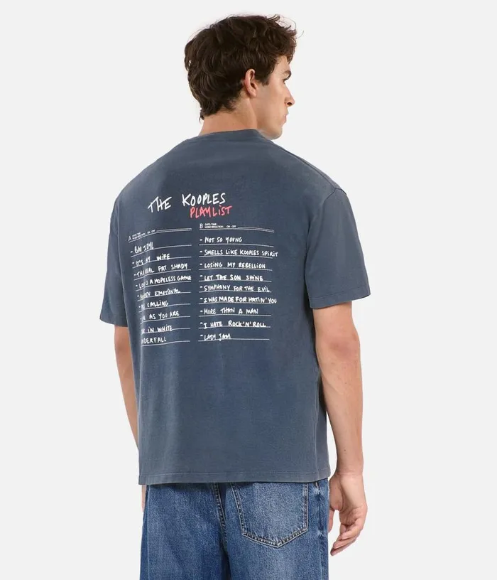 Men Carbon Blue Screen Printed Tshirt THE KOOPLES Tshirts