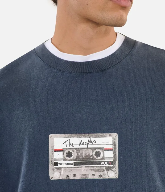 Men Carbon Blue Screen Printed Tshirt THE KOOPLES Tshirts