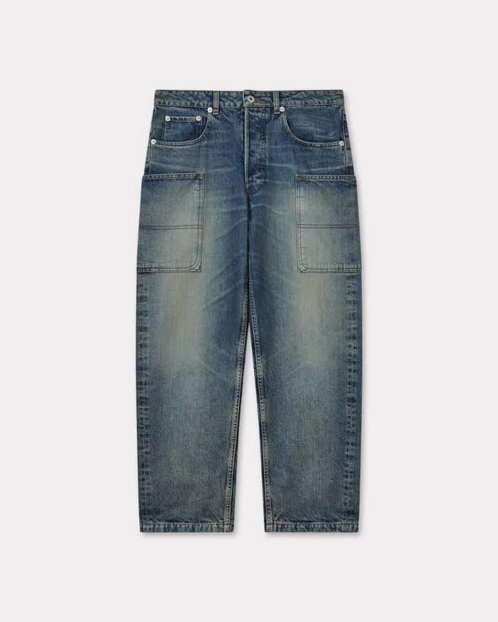 Men Cargo Monkey Fit Jeans In Japanese Denim Medium Stone Blue Denim Kenzo Denim