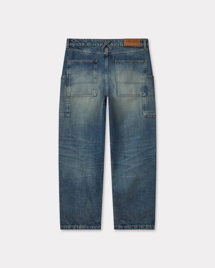 Men Cargo Monkey Fit Jeans In Japanese Denim Medium Stone Blue Denim Kenzo Denim