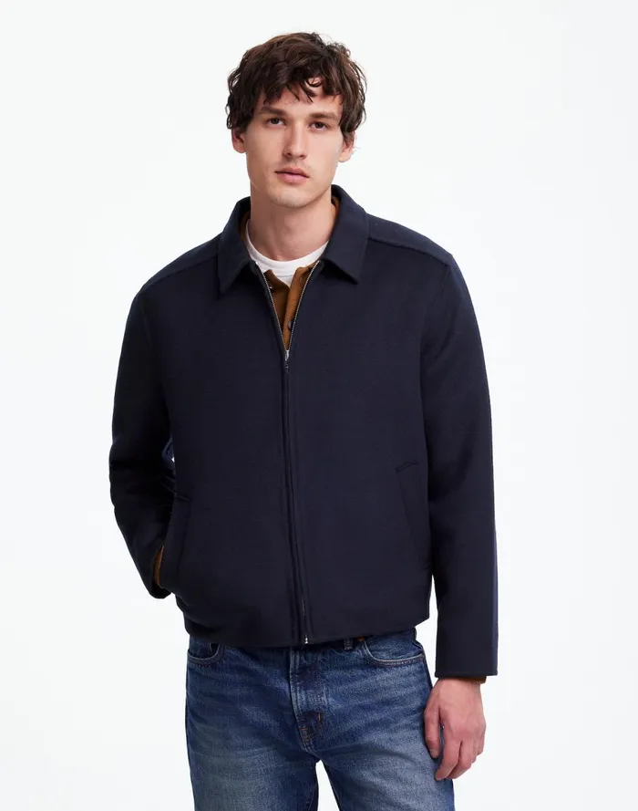 Men Coats Jackets Madewell DoubleFaced Wool ZipFront Jacket Dark Navy