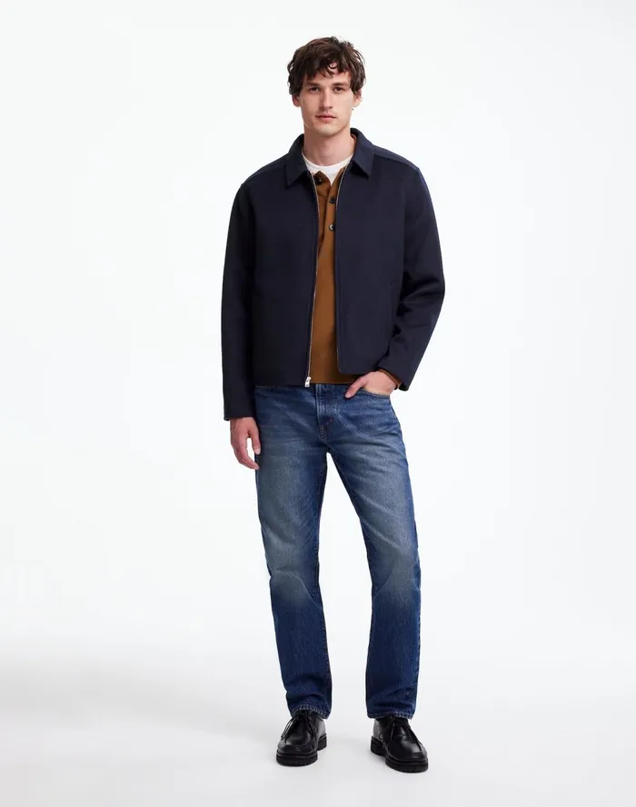 Men Coats Jackets Madewell DoubleFaced Wool ZipFront Jacket Dark Navy