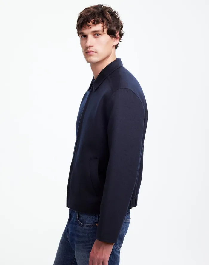 Men Coats Jackets Madewell DoubleFaced Wool ZipFront Jacket Dark Navy