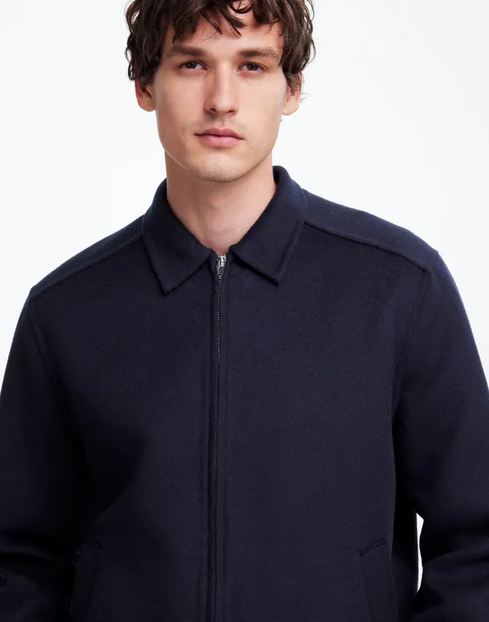 Men Coats Jackets Madewell DoubleFaced Wool ZipFront Jacket Dark Navy