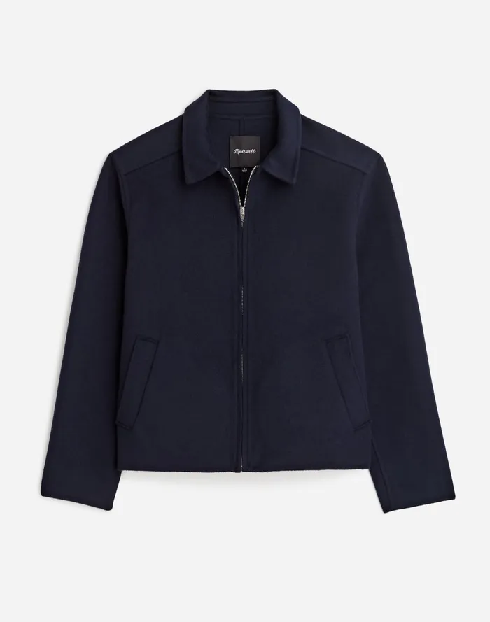 Men Coats Jackets Madewell DoubleFaced Wool ZipFront Jacket Dark Navy