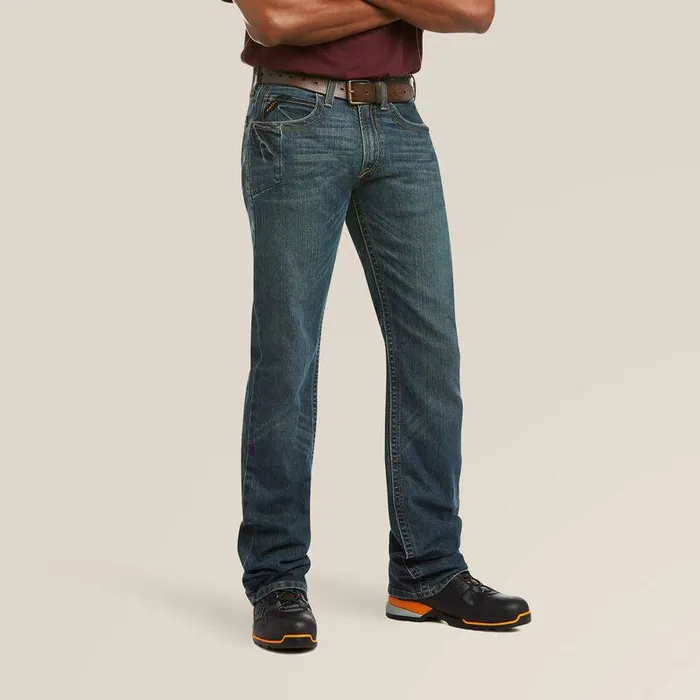Men Denim Ariat Rebar M5 Straight DuraStretch Edge Stackable Straight Leg Jean Ironside
