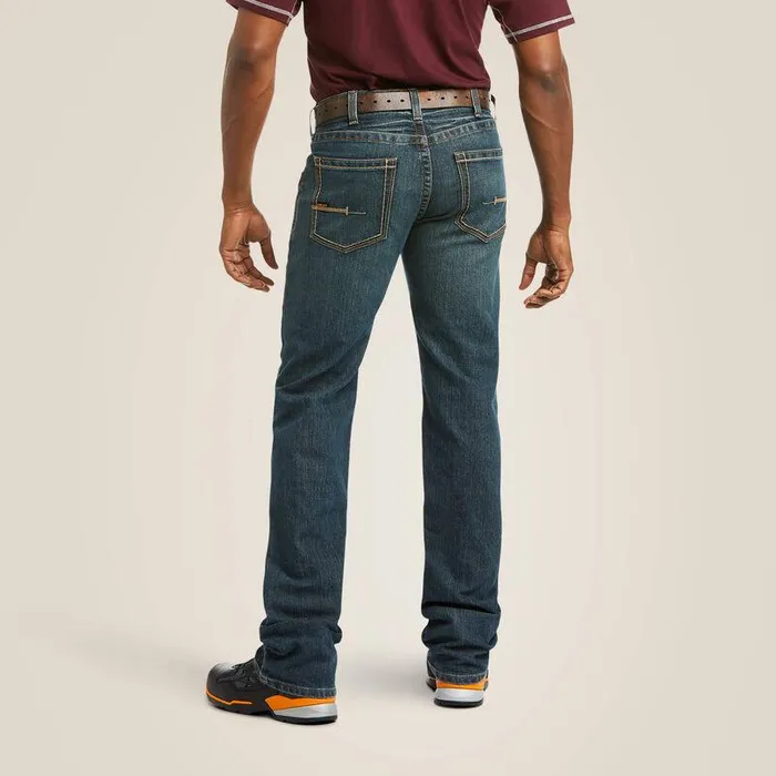 Men Denim Ariat Rebar M5 Straight DuraStretch Edge Stackable Straight Leg Jean Ironside
