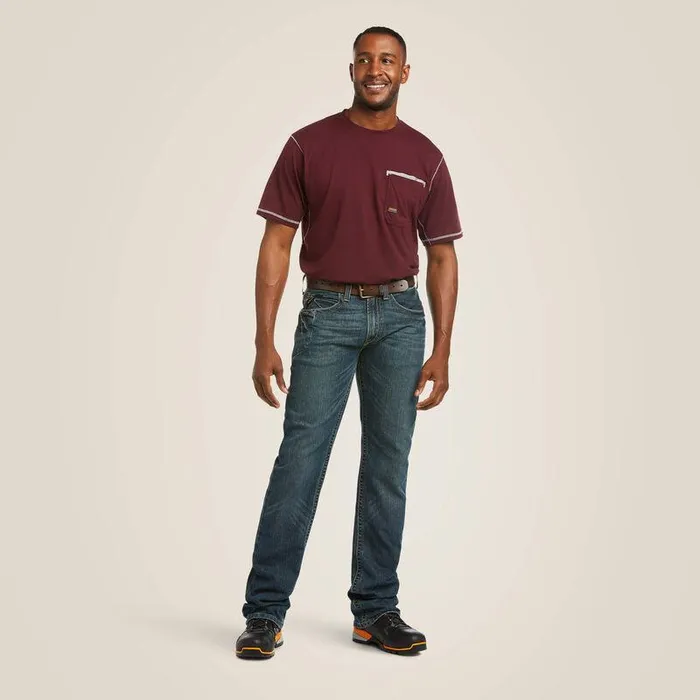 Men Denim Ariat Rebar M5 Straight DuraStretch Edge Stackable Straight Leg Jean Ironside
