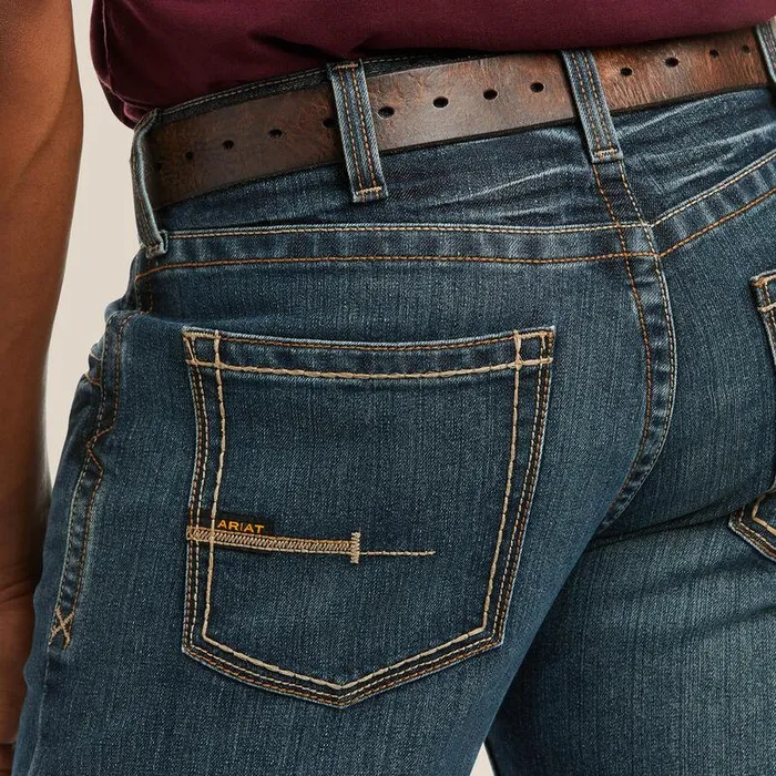 Men Denim Ariat Rebar M5 Straight DuraStretch Edge Stackable Straight Leg Jean Ironside