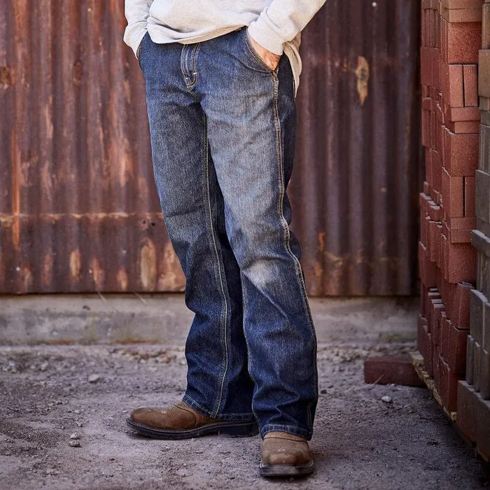Men Denim Ariat Rebar M5 Straight DuraStretch Edge Stackable Straight Leg Jean Ironside