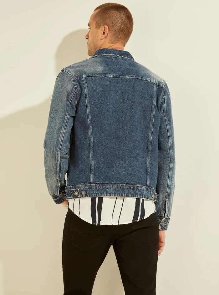 Men Denim GUESS Dillon Classic Denim Jacket In Mid Wash Men Denim GUESS Dillon Classic Denim Jacket In Mid Wash