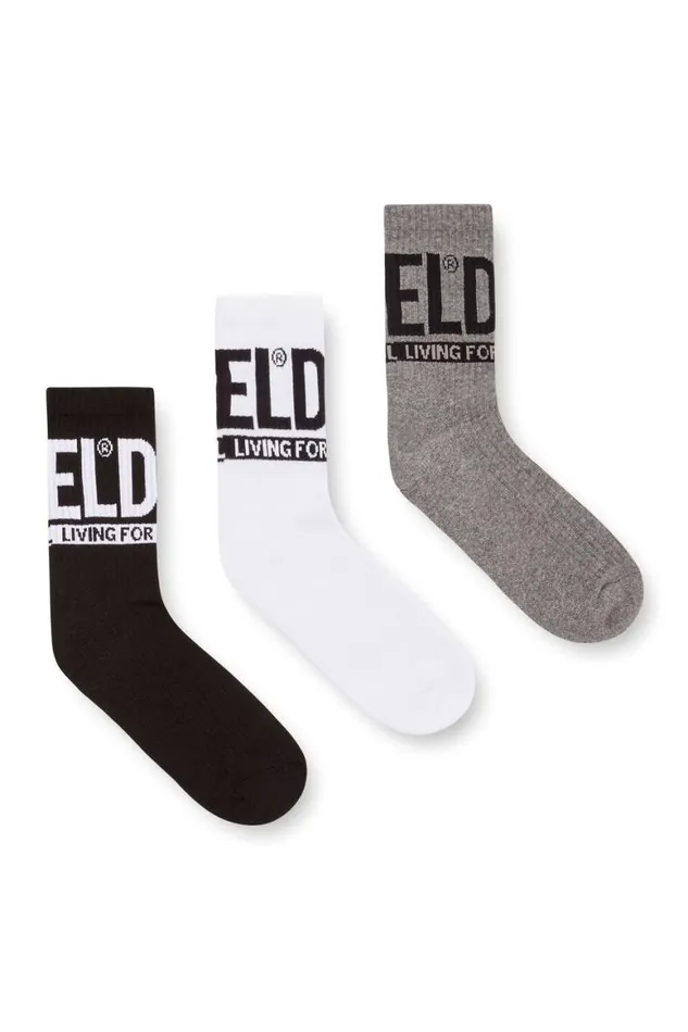 Men Diesel Socks SKMRAY3PACKCUSHIONED175 Blackgrey