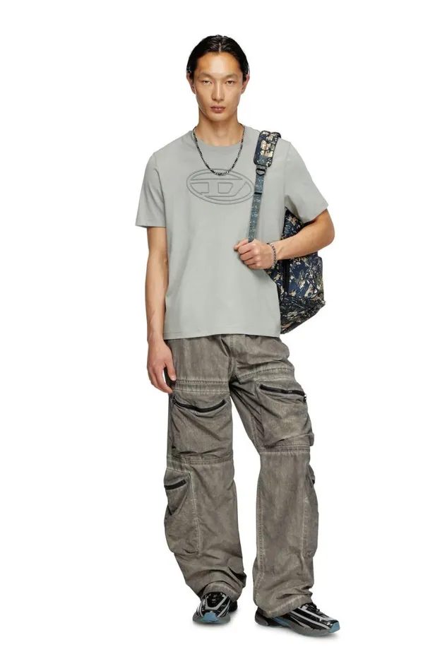 Men Diesel TShirts and Polos TADJUSTBIGOVAL Light Grey