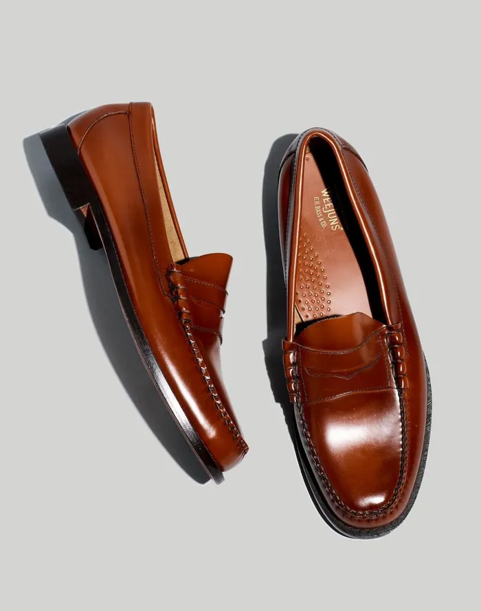 Men Dress Shoes and Loafers Madewell GHBASS Weejuns Penny Loafers Brown