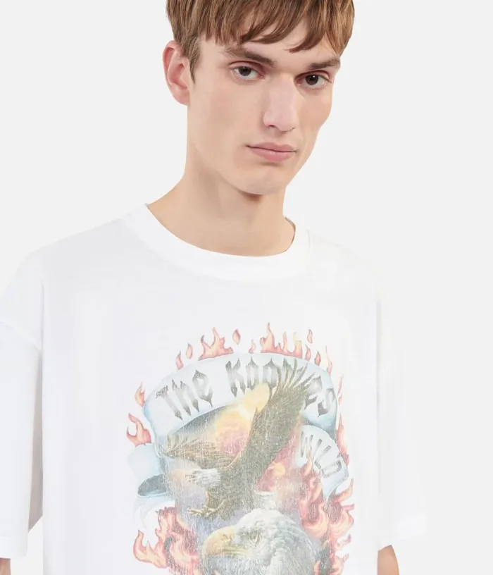 Men Ecru Eagles On Fire Black Serigraphy Tshirt THE KOOPLES Tshirts