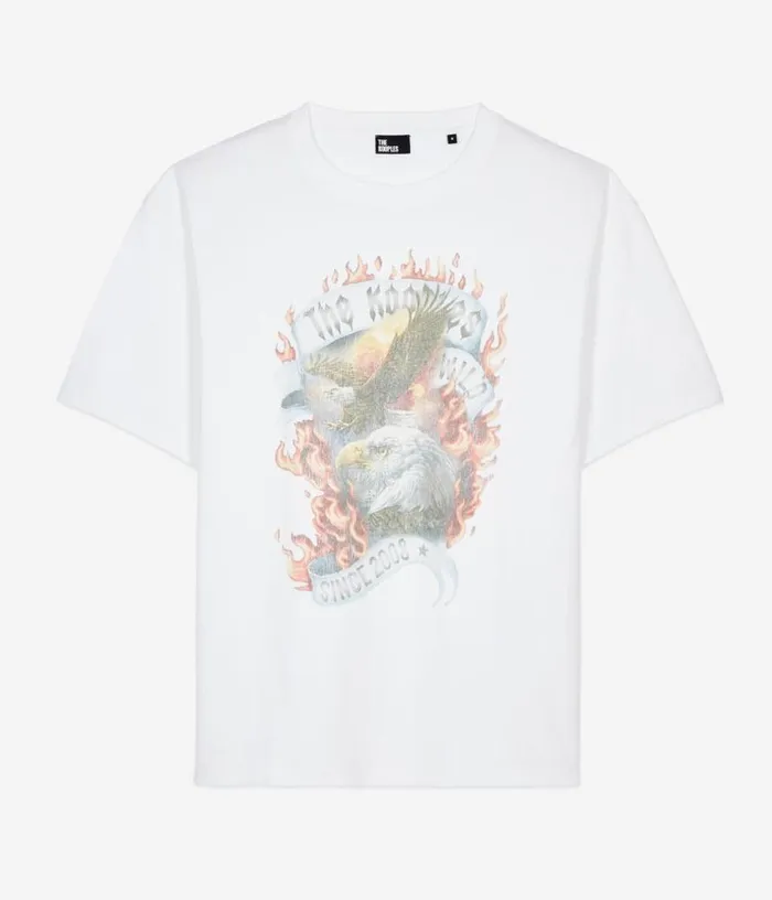 Men Ecru Eagles On Fire Black Serigraphy Tshirt THE KOOPLES Tshirts