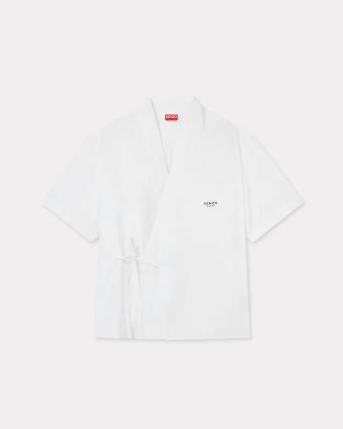 Men Embroidered Kimono Shirt White Kenzo Shirts