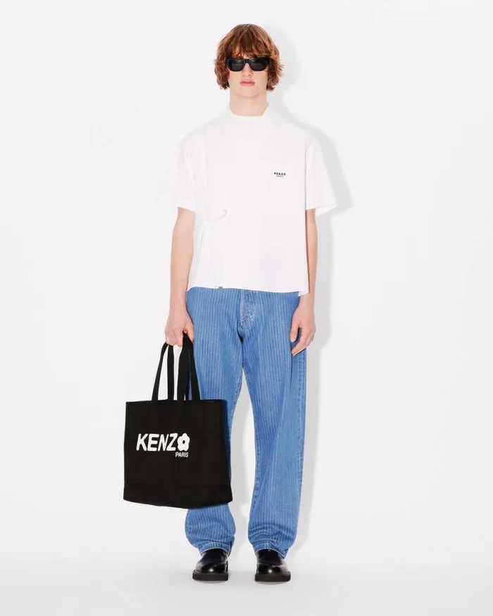 Men Embroidered Kimono Shirt White Kenzo Shirts