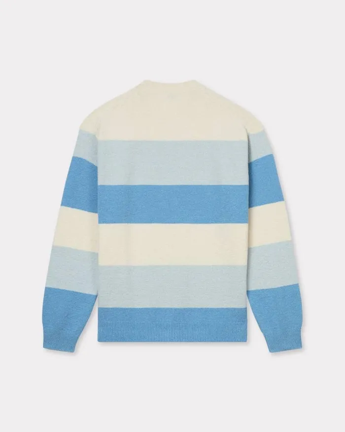Men Embroidered Stripes Jumper In Cotton Blend Sky Blue Kenzo Sweaters And Cardigans
